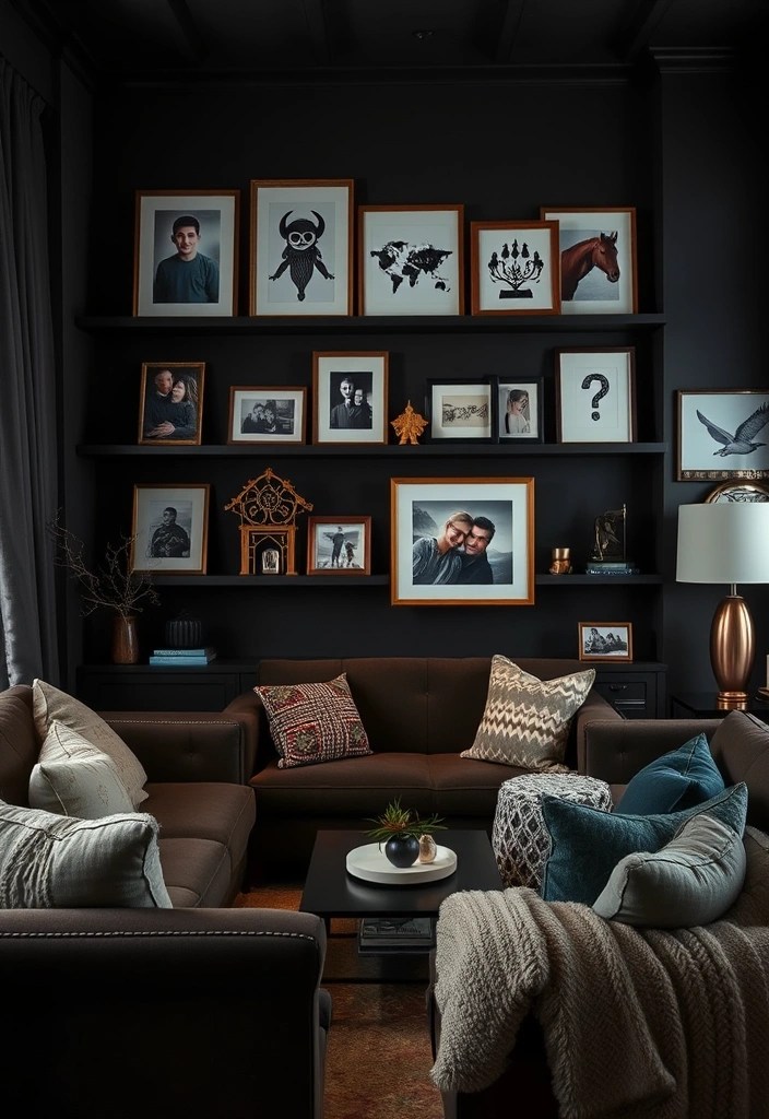 15 Dark Living Room Decor Ideas That'll Make You Want to Curl Up with a Book! - 15. Add Personal Touches